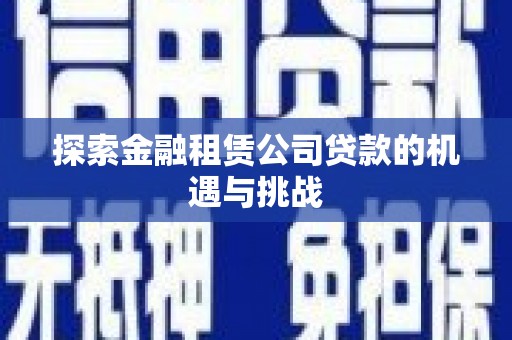 柳营探索金融租赁公司贷款的机遇与挑战