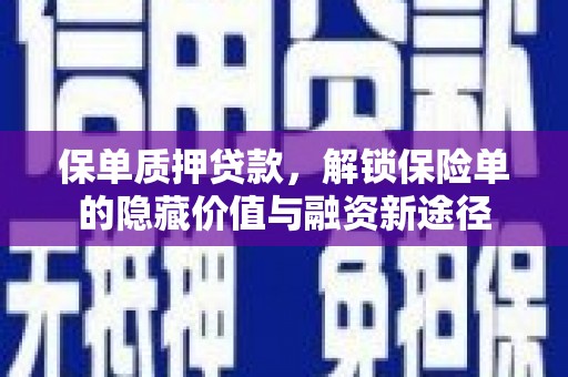 柳营保单质押贷款，解锁保险单的隐藏价值与融资新途径