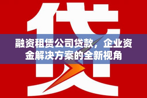 柳营融资租赁公司贷款，企业资金解决方案的全新视角