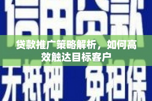 柳营贷款推广策略解析，如何高效触达目标客户