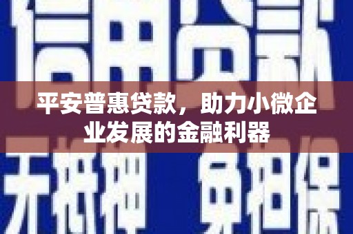 柳营平安普惠贷款，助力小微企业发展的金融利器