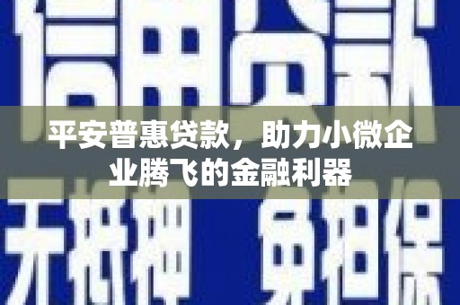 柳营平安普惠贷款，助力小微企业腾飞的金融利器