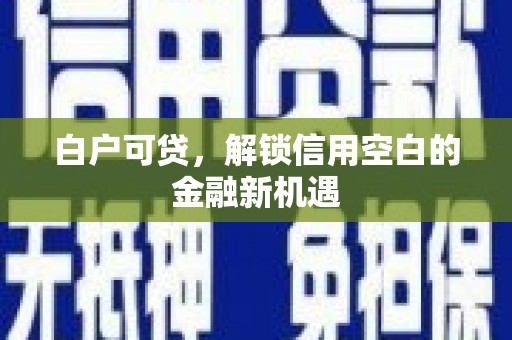 柳营白户可贷，解锁信用空白的金融新机遇