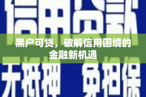 柳营黑户可贷，破解信用困境的金融新机遇