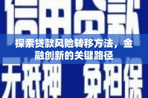 柳营探索贷款风险转移方法，金融创新的关键路径